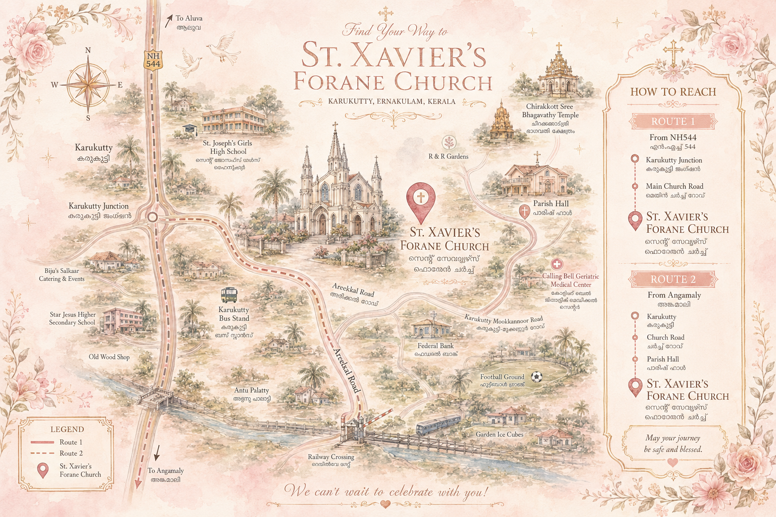 Map to Mary Matha Church, Kuttur